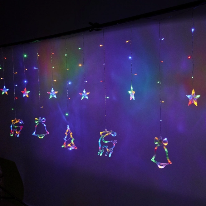 LED kolorowa kurtyna z motywami świątecznymi - 2,5 m, 138 LED