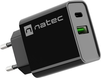 Ładowarka sieciowa NATEC Ribera 1x USB‑A + 1x USB‑C 20 W czarna