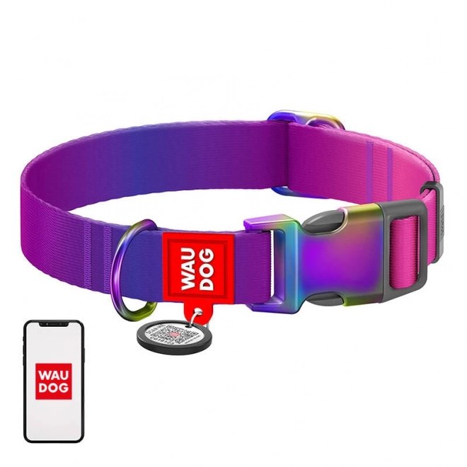 Nylonowa obroża dla psów z kodem QR WAUDOG, 15 mm, 25–35 cm, fioletowa