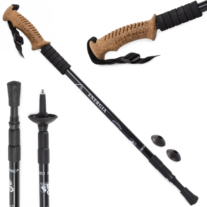 Kije trekkingowe Nordic Walking, korkowe - 1 sztuka – czarne