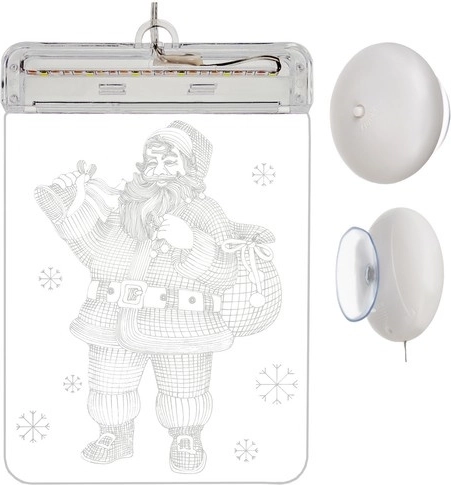 Witraż LED 3D – choinka – Mikołaj