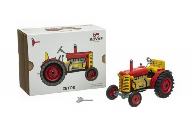 Traktor Zetor czerwony na kluczyk metal 14cm 1:25 w pudełku Kovap