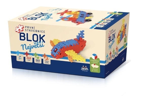 Zestaw klocków BLOK Największy plastikowy 245 sztuk w pudełku 27x38x18cm