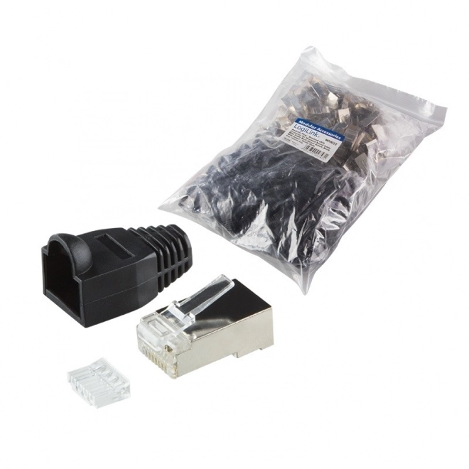 Złącza RJ45 CAT.6 z osłoną, czarne