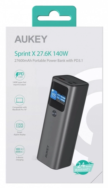 Powerbanka Aukey PB-Y45 26800mAh 140W PD3.1 czarna