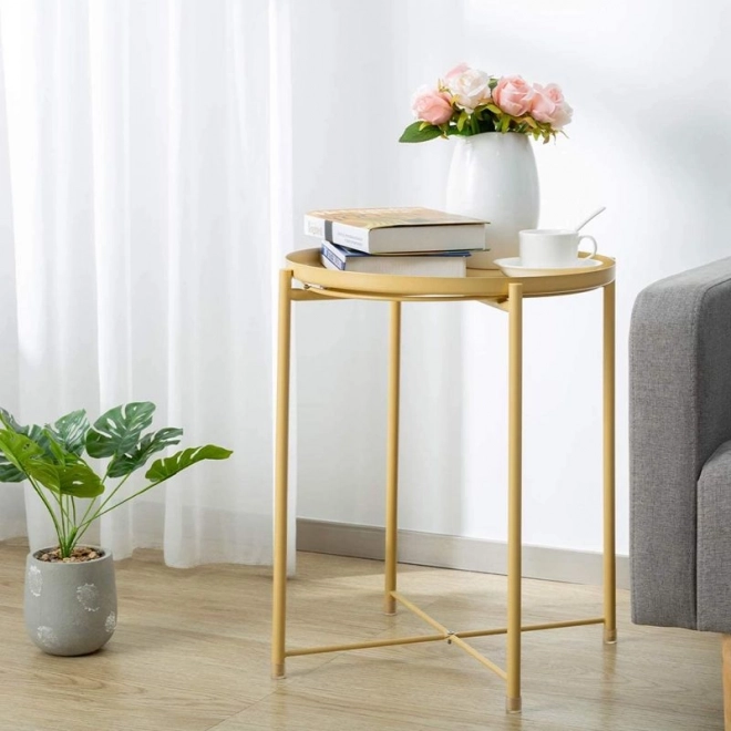 Okrągły metalowy stół w stylu loft - żółty