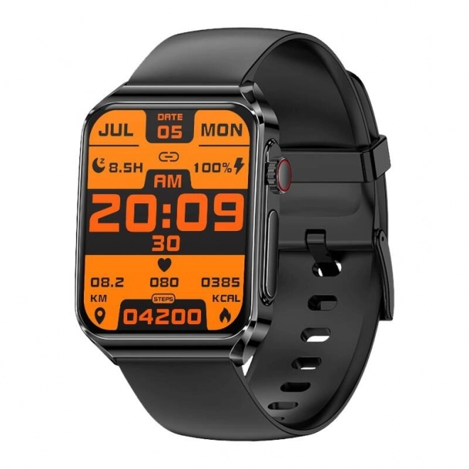 Smartwatch BlitzWolf z czarnym silikonowym paskiem