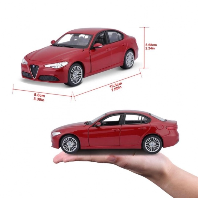 Bburago 1:24 Alfa Romeo Giulia (2016) Metallic czerwony 18-21080