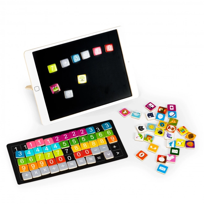 Drewniany edukacyjny tablet, magnetyczna tablica ECOTOYS