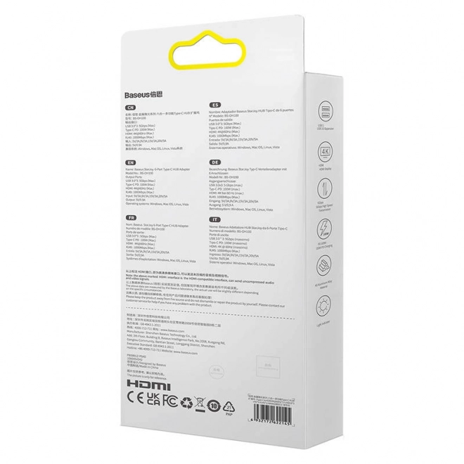 Baseus StarJoy 6v1 USB-C hub z wieloma złączami