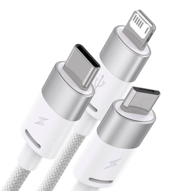 Kabel 3w1 USB Baseus serii StarSpeed, USB-C + micro + Lightning 3,5A, 1,2 m (biały)