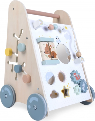 Drewniany edukacyjny chodzik ECOTOYS z ruchomymi elementami
