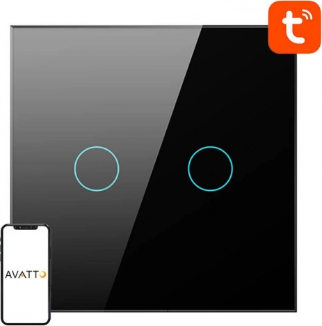 Inteligentny włącznik WiFi Avatto TS02-EU-B2 2 Way TUYA (czarny)