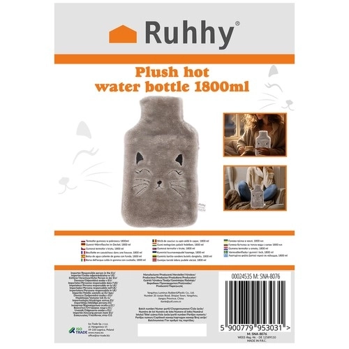 Gumowy termofor z pokrowcem 1800ml Ruhhy 24535