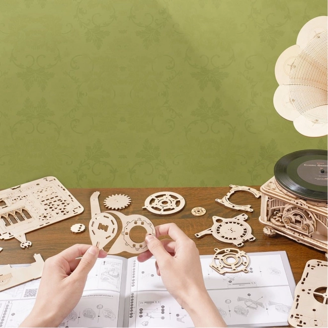 Rokr 3D drewniane puzzle Klasyczny gramofon