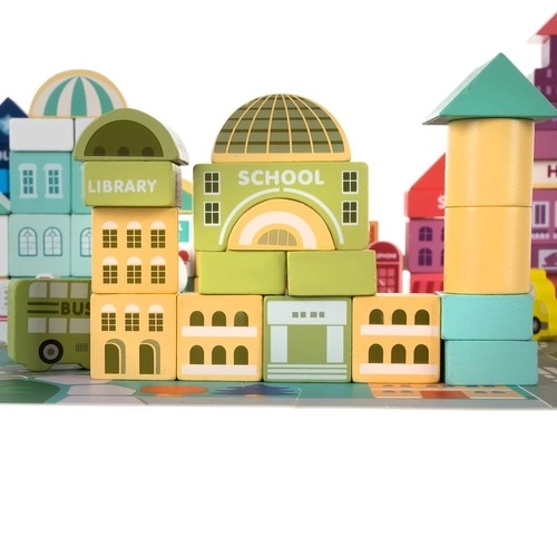 Drewniane miasto - Kruzzel kolorowe klocki dla dzieci
