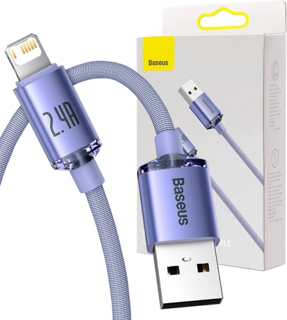 Baseus Crystal Shine kabel USB na Lightning 2,4 A 1,2 m – Fioletowy