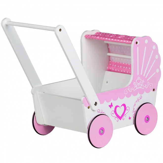EcoToys Drewniany wózek dla lalek Pink Heart