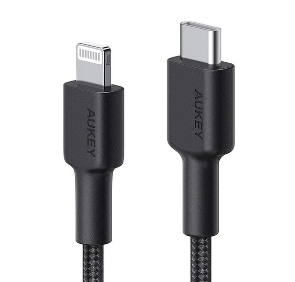 Nylonowy kabel Lightning-USB C czarny 2m