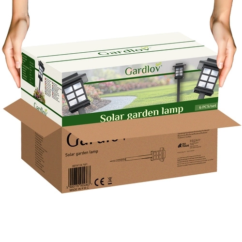 Solarne ogrodowe lampy LED – zestaw 6x domek
