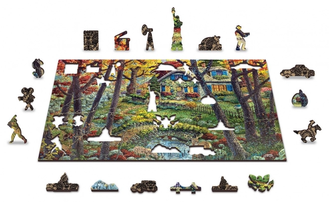 Drewniane puzzle Domek w lesie od WOODEN CITY