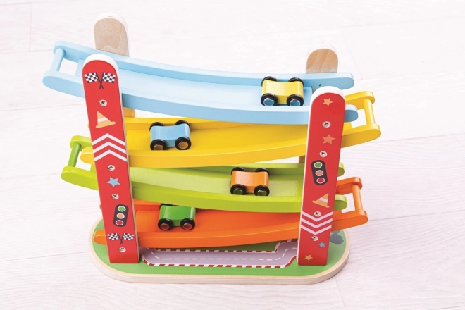 Drewniany tor wyścigowy dla samochodów od Bigjigs Toys