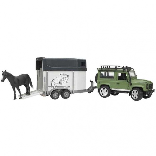 Bruder LAND ROVER z przyczepką na konie