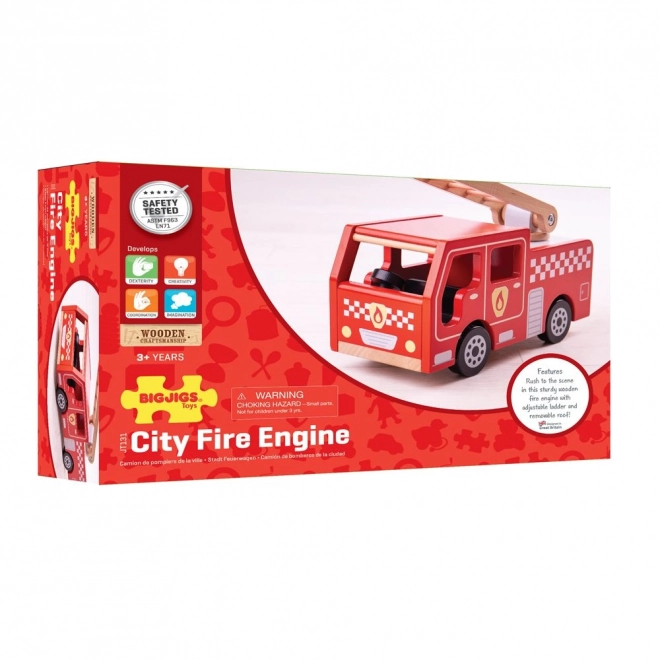 Bigjigs Toys Drewniane strażackie auto