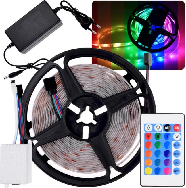 Taśma LED RGB 5 m z pilotem i wodoodpornością