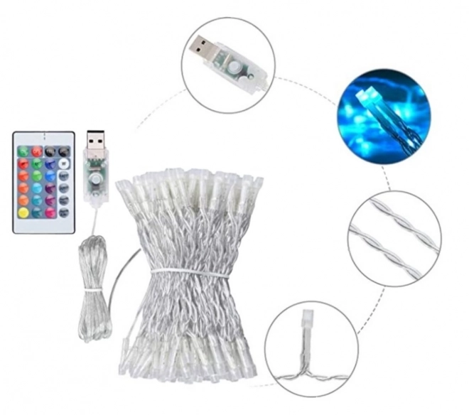 Kolorowa kurtyna LED z lampionami - 3 m, 200 LED