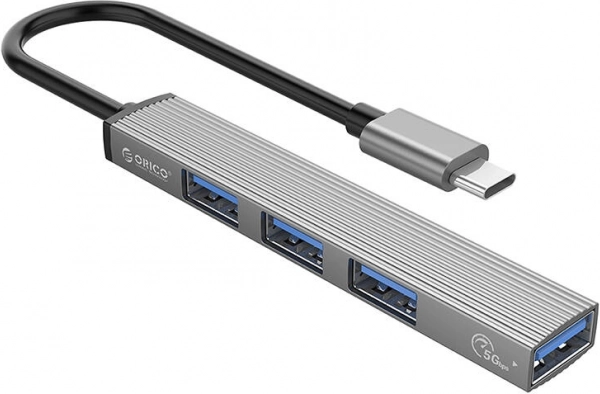 ORICO hub USB‑C z USB 3.0 i 3× USB 2.0, szary