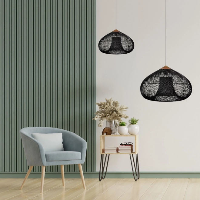 Sufitowa lampa wisząca z naturalnego rattanu - 40 cm - czarna