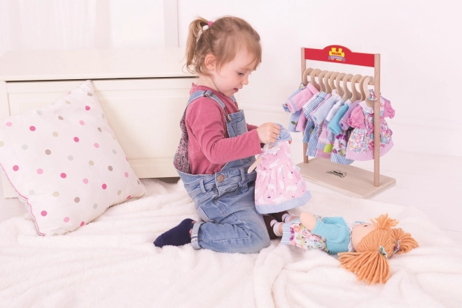 Bigjigs Toys Turkusowa sukienka ze sweterkiem dla lalki 38 cm