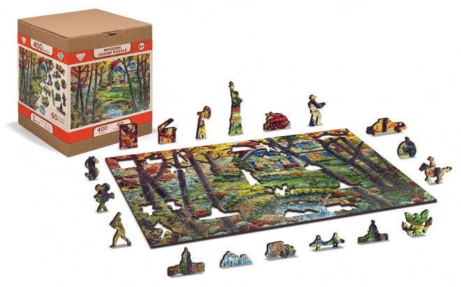 Drewniane puzzle Domek w lesie od WOODEN CITY