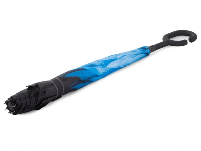 Parasol odwrócony składany mocne druty solidny stojący parasol – Niebieski