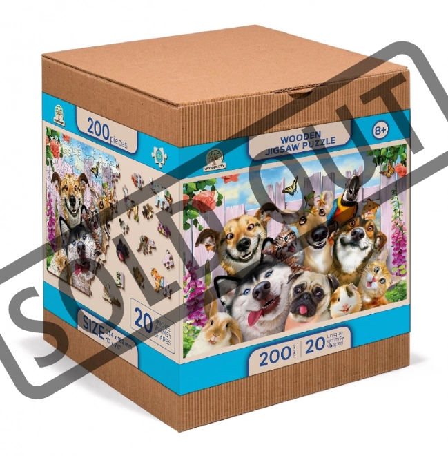 Wooden City drewniane puzzle Szalone Zwierzaki 2w1, 200 elementów EKO