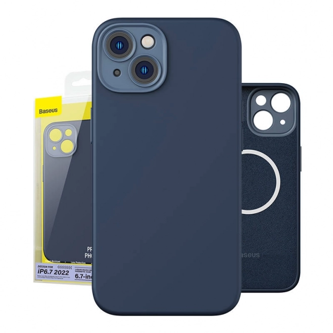 Magnetyczne etui i zestaw szkła hartowanego do iPhone 14 Plus - Baseus Liquid Silica niebieskie
