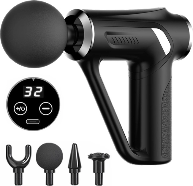 Mocny ergonomiczny pistolet do masażu z 4 końcówkami
