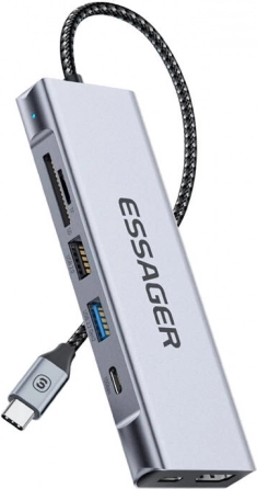 Stacja dokująca Essager szara z HDMI i 2x USB-A