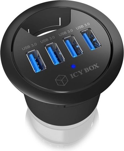 Biurkowy hub USB ICY BOX do przepustu 60 mm, 4× USB 3.0