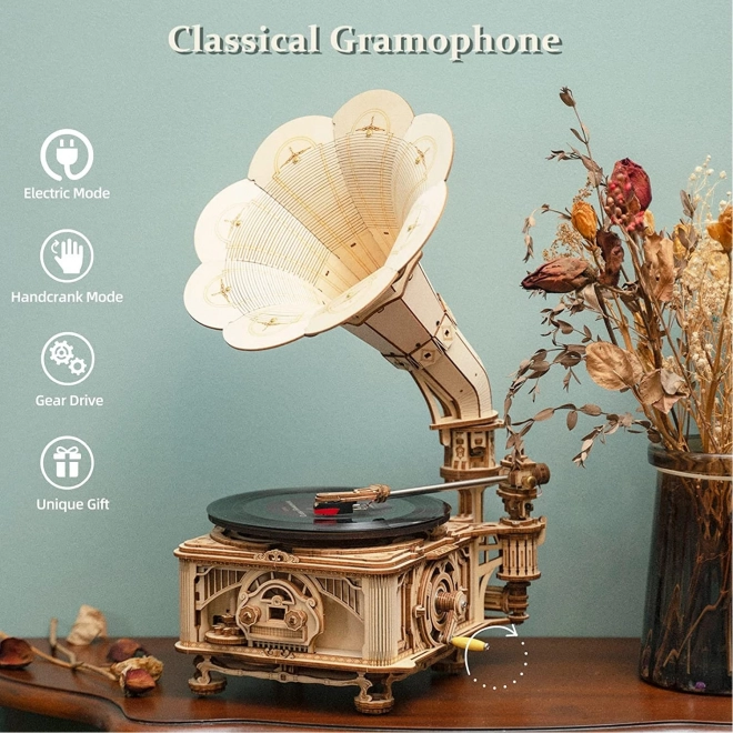 Rokr 3D drewniane puzzle Klasyczny gramofon