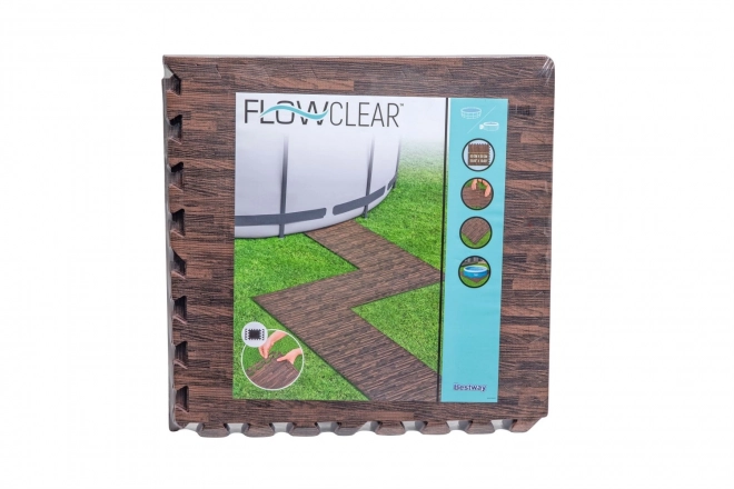 Piankowa mata pod basen ogrodowy 50 x 50 cm Bestway imitacja drewna - 12 sztuk