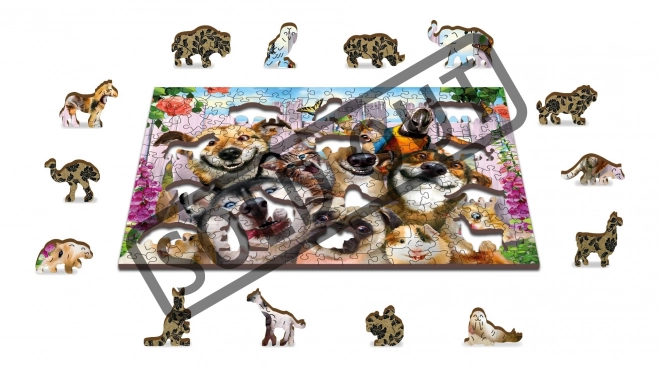 Wooden City drewniane puzzle Szalone Zwierzaki 2w1, 200 elementów EKO