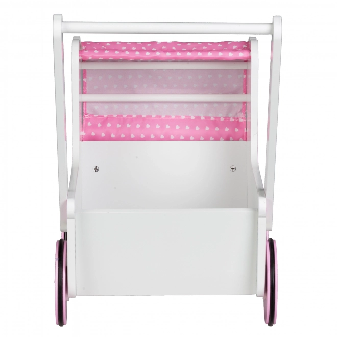 EcoToys Drewniany wózek dla lalek Pink Heart