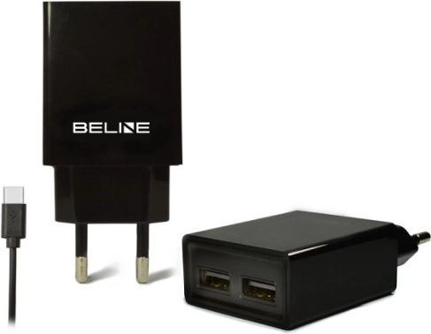 Ładowarka sieciowa BELINE 2× USB + USB‑C 2 A czarna