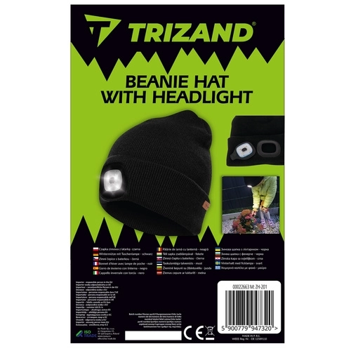 Zimowa czapka z latarką - czarna Trizand 22663