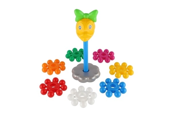 Układanka piramida z pierścieniami plastik 26cm w siatce 12m+