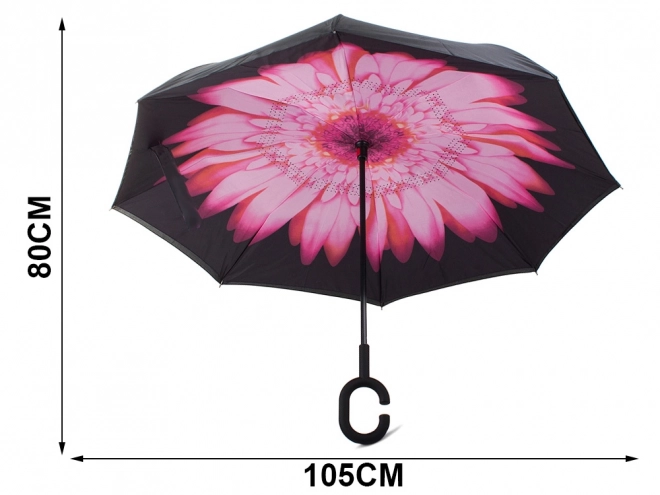 Parasol odwrócony składany mocne druty solidny stojący parasol – różowy