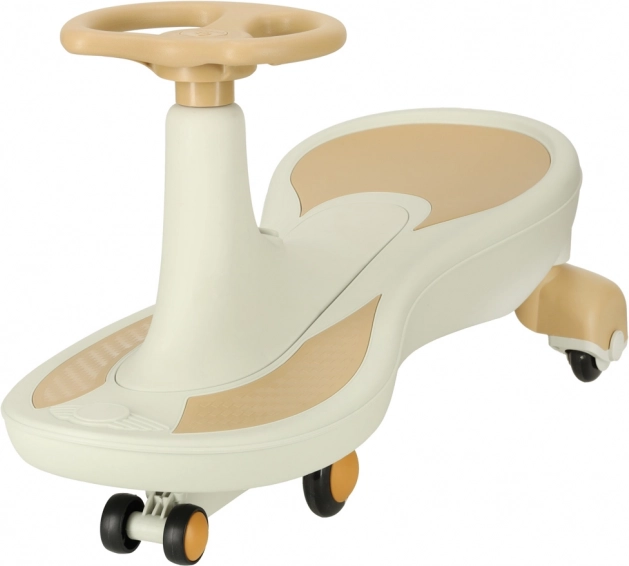 Jeździk grawitacyjny z kołami LED i muzyką, 76 cm, beżowo‑biały, udźwig 100 kg