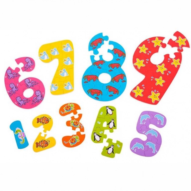 Bigjigs Toys Drewniane puzzle liczby 1-9